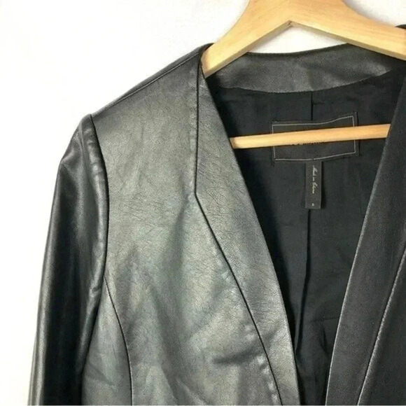 BCBGMaxAzria Black Cruz Faux Leather Blazer Jacket S - Picture 4 of 5